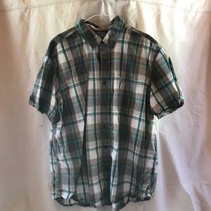 Short Sleeve Button Up Plaid Work Shirt
